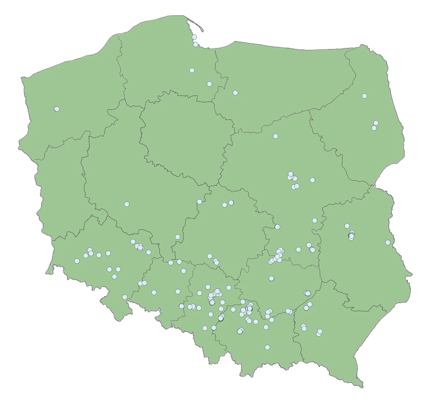 Mapa obserwacji Armadillidium versicolor w Polsce
