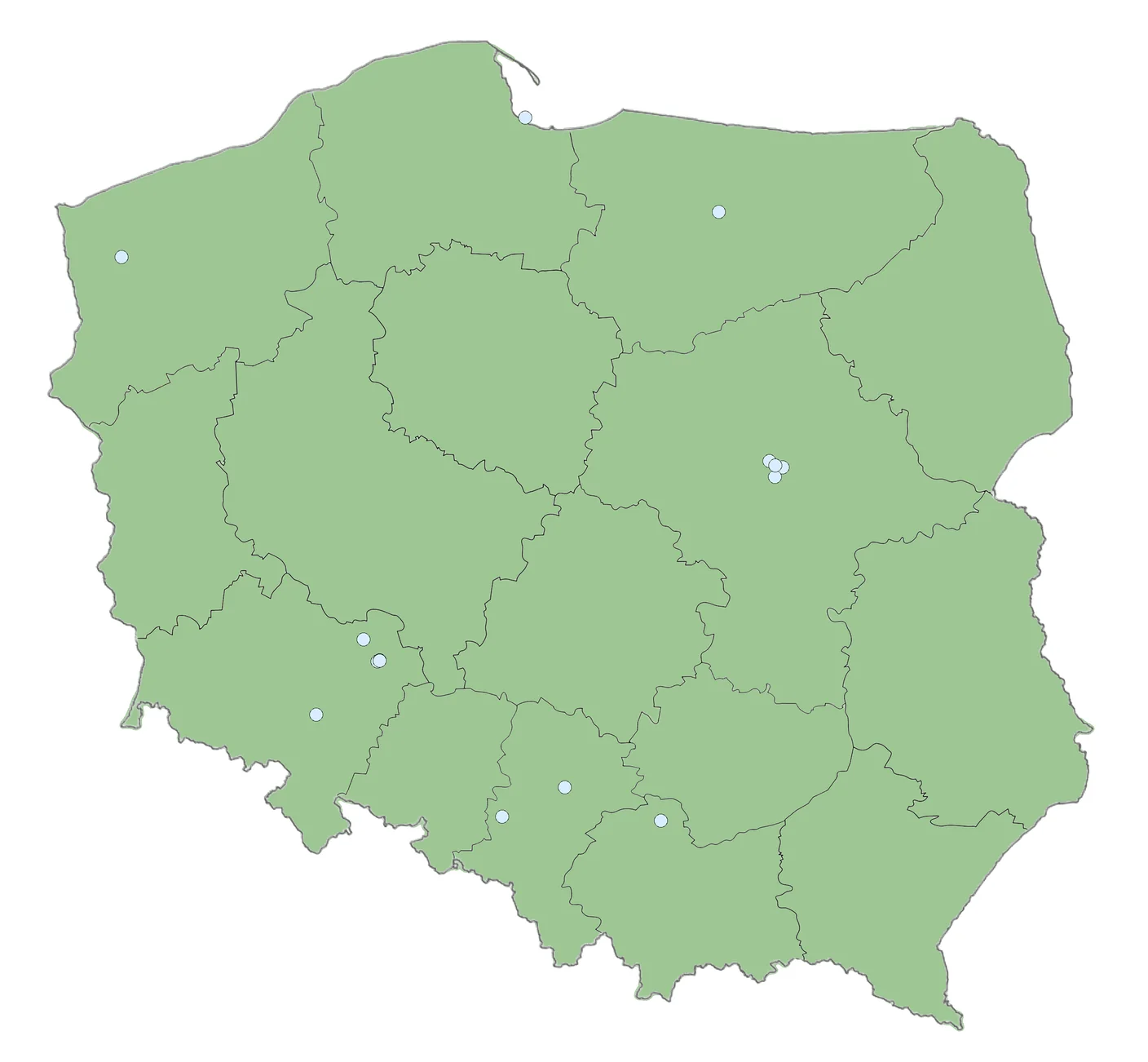 Mapa obserwacji Haplophthalmus danicus w Polsce